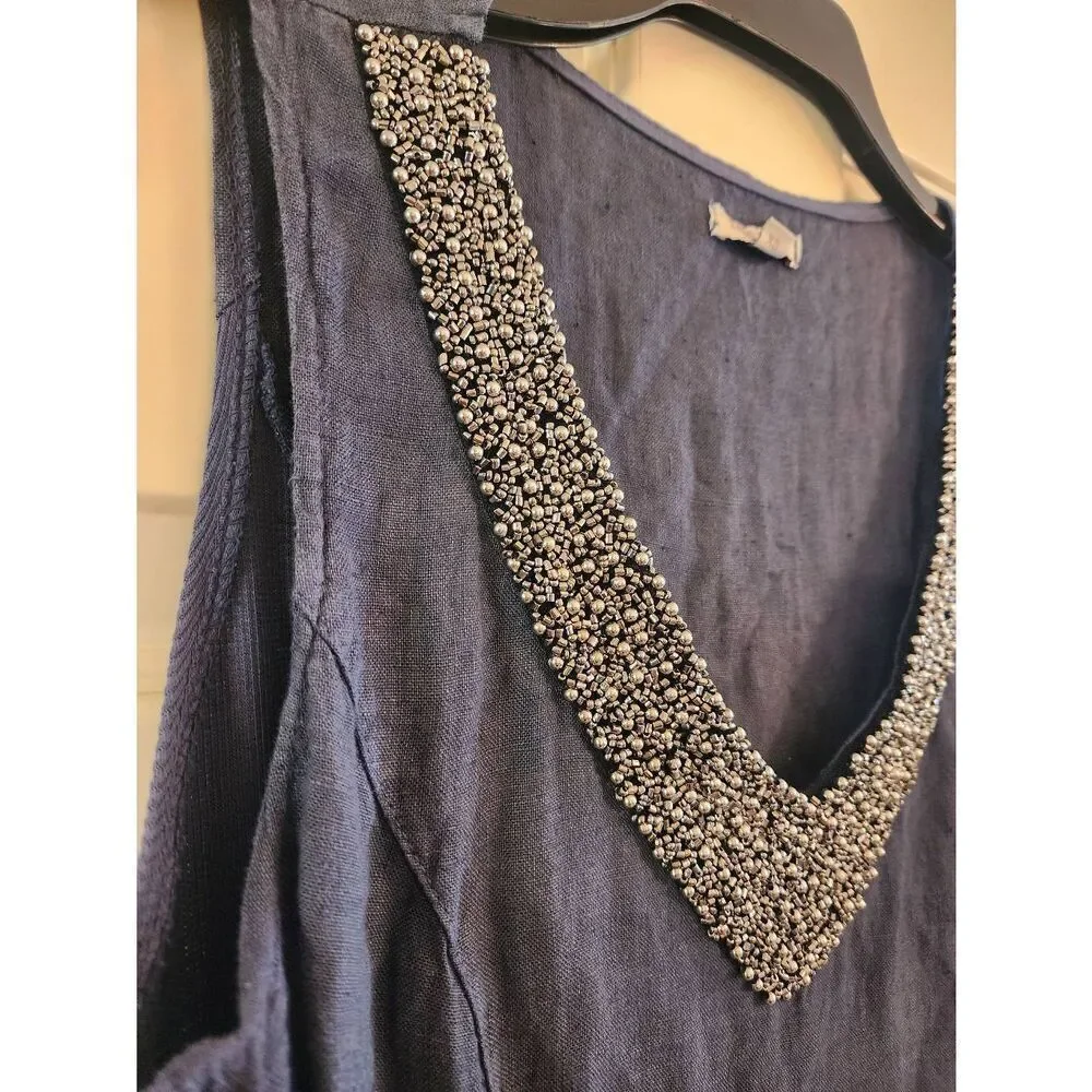 Lina Tomei linen dress size extra small blue - Picture 3 of 8